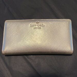 Kate Spade Metallic Gold Leather Slim Bifold Wallet